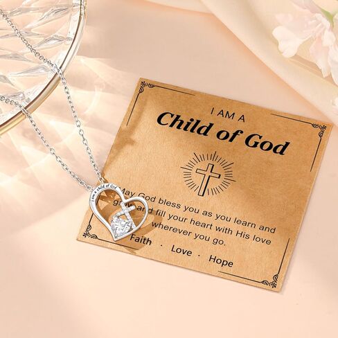 PINKDODO أنا طفل من الله قلادة متقاطعة للفتيات، هدايا عيد الفصح لتأكيد المناولة الأولى للابنة/الابنة/الحفيدة/ابنة الأخ in Kuwait