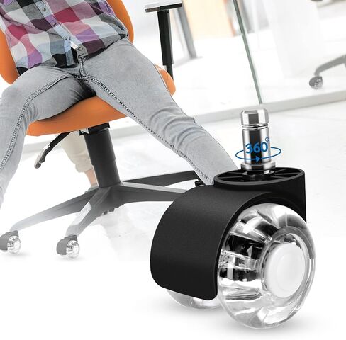 مجموعة عجلات عجلات كرسي المكتب العالمي من MEGREZ مكونة من 5 عجلات أثاث مكتبي عالي التحمل للسجاد الخشبي الصلب، استبدال عجلة الكرسي الدوارة الهادئة مقاس 5 سم، عجلة كريستال in Kuwait