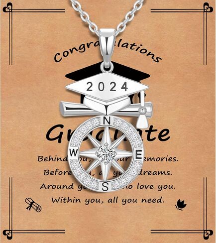 2024 Graduation Gifts for Her Compass Necklaces College Graduation Necklace for Her Middle High College School Graduate Gift for Girls Women Daughter Nieces Friends With Graduation Cap in Saudi Arabia