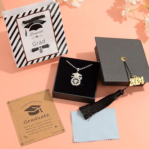 2024 Graduation Gifts for Her Compass Necklaces College Graduation Necklace for Her Middle High College School Graduate Gift for Girls Women Daughter Nieces Friends With Graduation Cap in Saudi Arabia