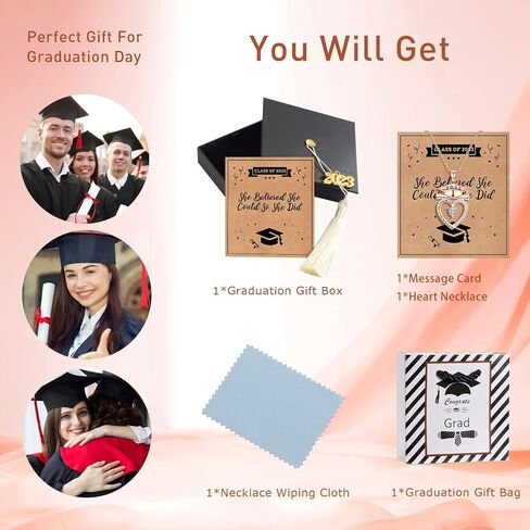 2024 Graduation Gifts for Her Compass Necklaces College Graduation Necklace for Her Middle High College School Graduate Gift for Girls Women Daughter Nieces Friends With Graduation Cap in Saudi Arabia