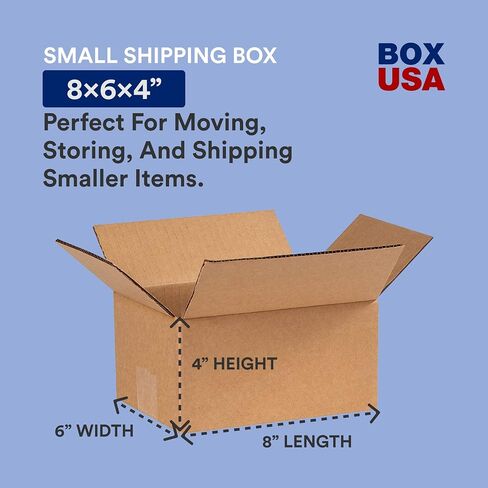 BOX USA Shipping Boxes Small 8"L x 6"W x 4"H, 250-Pack | Corrugated Cardboard Box for Packing, Moving and Storage in Saudi Arabia