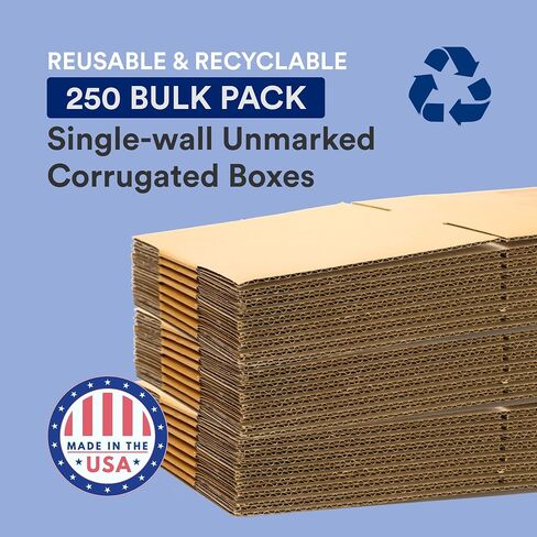 BOX USA Shipping Boxes Small 8"L x 6"W x 4"H, 250-Pack | Corrugated Cardboard Box for Packing, Moving and Storage in Saudi Arabia