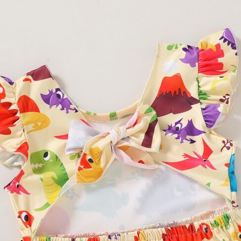 Happy Town Toddler Girls Dress Summer Dinosaur Dresses Fly Sleeve Baby Girl Casual Dress in Saudi Arabia