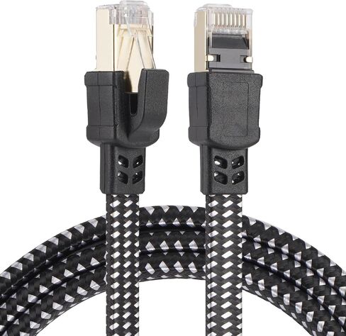 Cat8 Ethernet Cable Internet LAN Cable for high-Speed 2000Mhz 40Gbps RJ45 Cables for Games, Xbox, PS4, modems, routers - Compatible with Cat7/Cat6e/Cat5e Networks (Cat8-25FT) in Saudi Arabia