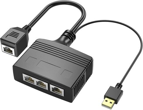 RIIEYOCA 1 to 3 Port 1000 Mbps RJ45 Ethernet Splitter Adapter, 8 Gigabit High Speed LAN Network Splitter Adapter for Cat5, Cat5e, Cat6, Cat7,Cat8,3 Devices Sharing Internet at The Same Time (Male) in Kuwait