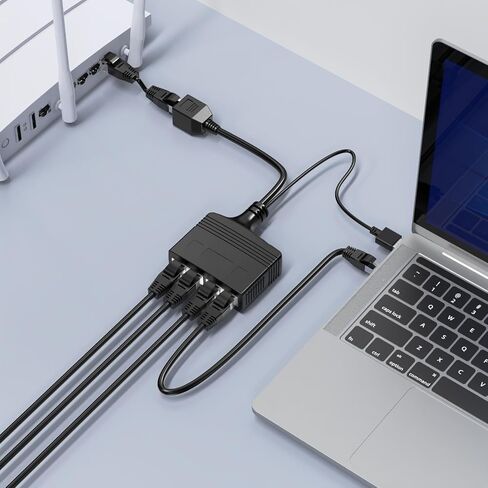 RIIEYOCA 1 to 3 Port 1000 Mbps RJ45 Ethernet Splitter Adapter, 8 Gigabit High Speed LAN Network Splitter Adapter for Cat5, Cat5e, Cat6, Cat7,Cat8,3 Devices Sharing Internet at The Same Time (Male) in Saudi Arabia