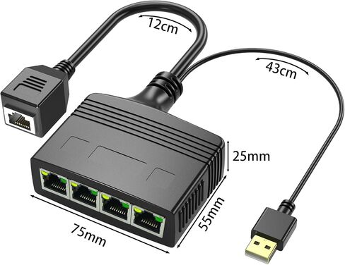 RIIEYOCA 1 to 3 Port 1000 Mbps RJ45 Ethernet Splitter Adapter, 8 Gigabit High Speed LAN Network Splitter Adapter for Cat5, Cat5e, Cat6, Cat7,Cat8,3 Devices Sharing Internet at The Same Time (Male) in Saudi Arabia
