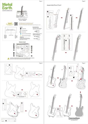 Metal Earth Electric Lead Guitar 3D Metal Model Kit Bundle with Tweezers Fascinations in Saudi Arabia
