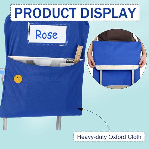 12 Pcs Small Chair Storage Pocket 14 Inch School Chair Bag Chairback Pocket Student Chair Pockets Chart Classroom Organizer with Name Tag for Keeping Student Book Table Organized (Blue) in Saudi Arabia