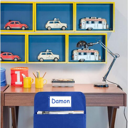 12 Pcs Small Chair Storage Pocket 14 Inch School Chair Bag Chairback Pocket Student Chair Pockets Chart Classroom Organizer with Name Tag for Keeping Student Book Table Organized (Blue) in Saudi Arabia