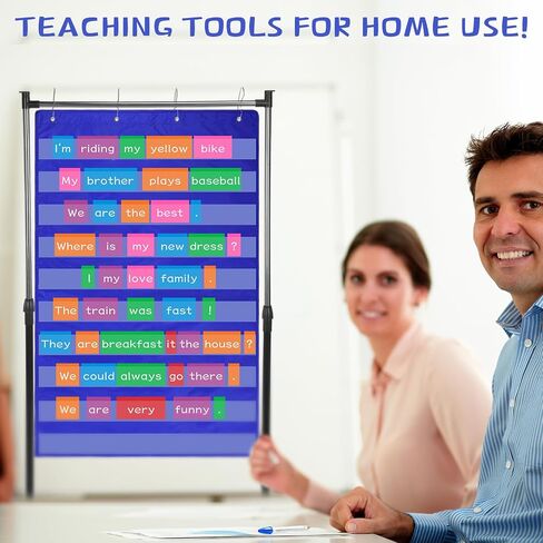8 Pcs Pocket Chart Accessories Set Include 1 Standard Pocket Chart 6 Replacement Rings and 1 Adjustable Brackets for Classrooms Home Teacher Lessons Educational Tools (Black) in Saudi Arabia