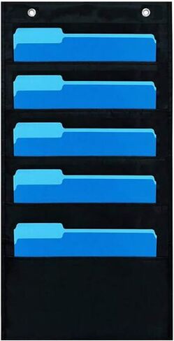 5 جيوب للتعليق على الحائط، منظم ملفات للمكتب أو المنزل أو المدرسة أو الاستوديو، منظم ملفات من القماش المتتالي مع شماعات للباب in Kuwait