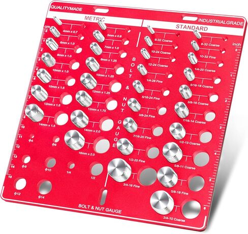 34 Nut and Bolt Thread Checker, Bolt and Nut Identifier Gauge Thread Checker Standard and Metric Board Wall Mount Screw Size and Thread Gauge（Square） in Saudi Arabia