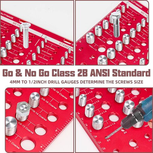 34 Nut and Bolt Thread Checker, Bolt and Nut Identifier Gauge Thread Checker Standard and Metric Board Wall Mount Screw Size and Thread Gauge（Square） in Saudi Arabia