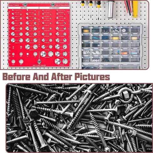 34 Nut and Bolt Thread Checker, Bolt and Nut Identifier Gauge Thread Checker Standard and Metric Board Wall Mount Screw Size and Thread Gauge（Square） in Saudi Arabia