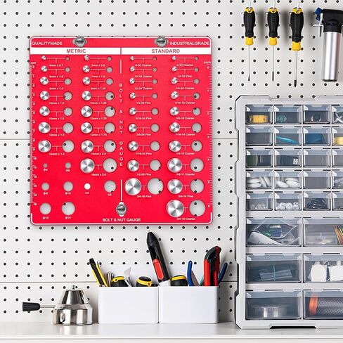 34 Nut and Bolt Thread Checker, Bolt and Nut Identifier Gauge Thread Checker Standard and Metric Board Wall Mount Screw Size and Thread Gauge（Square） in Saudi Arabia