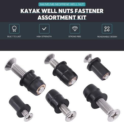 30 Pairs M4 M5 M6 Neoprene Well Nuts with Stainless Steel Pozi Screw Brass Copper Bolts Well Nut Kit for Kayak, Motorcycle, Boats (M4 x 20mm M5 x 25mm M6 x 30mm) in Saudi Arabia