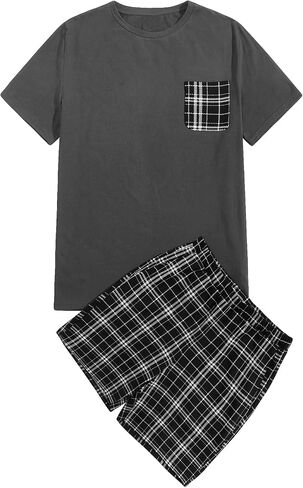 GORGLITTER Men's Pajamas Short Sets Short Sleeve Night Shirt and Shorts Sleepwear in Saudi Arabia