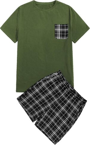 GORGLITTER Men's Pajamas Short Sets Short Sleeve Night Shirt and Shorts Sleepwear in Saudi Arabia