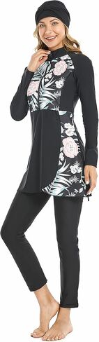 Modest Plus Size Swimsuit for Women with Long Sleeves Full Coverage Bukini Modest Bathing Suit for Girls Padded in Saudi Arabia
