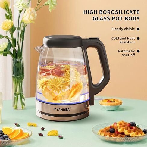 Electric Kettle, 1.7L Hot Water Boiler&Heater, Built-In Mesh Filter, Auto Shut-Off, Cordless 360°Base with Blue LED Light, Boil-Dry Protection for Coffee, Tea or More in Saudi Arabia