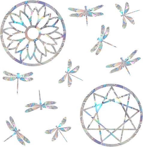 48 قطعة من ملصقات النوافذ لضربات الطيور - ملصقات ثابتة لقوس قزح للنوافذ - مضادة للتصادمات للنوافذ والأبواب الزجاجية، نمط دائري in Kuwait