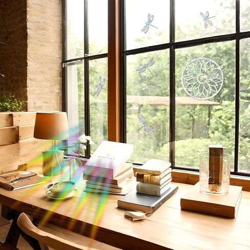 48 قطعة من ملصقات النوافذ لضربات الطيور - ملصقات ثابتة لقوس قزح للنوافذ - مضادة للتصادمات للنوافذ والأبواب الزجاجية، نمط دائري in Kuwait