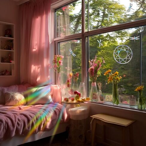 48 قطعة من ملصقات النوافذ لضربات الطيور - ملصقات ثابتة لقوس قزح للنوافذ - مضادة للتصادمات للنوافذ والأبواب الزجاجية، نمط دائري in Kuwait