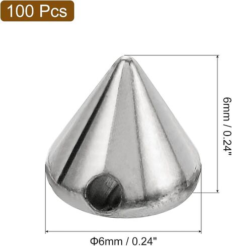 uxcell 100Pcs Acrylic Spike Cone Studs, 8x10mm Flat Back Sew on Glue on Punk Spike Beads for Garments, Shoes, Bags Embellishment (Silver Tone) in Kuwait