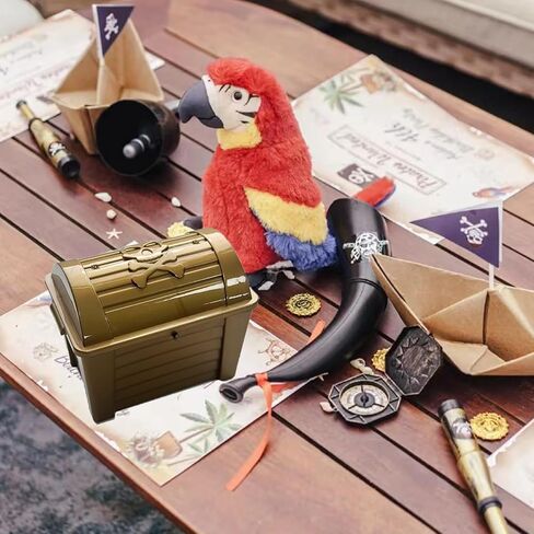 Pirate Chest Toys for Kids - 170 Pieces Kids Pirate Treasure Toys Colorful Pool Acrylic Diamonds Pirate Treasure Chest Coins with Pirate Costume Toy for Kids Birthday Party Favor in Kuwait