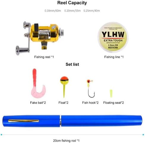 Fishing Rod Reel Combo Set Mini Telescopic Portable Pocket Pen Fishing Rod Pole Reel Lures Baits Jig Hooks Kits Type A+P in Saudi Arabia