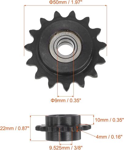 uxcell #35 Chain Idler Sprocket, 10mm Bore 3/8" Pitch 18 Tooth Tensioner, Black Oxide Finished C45 Carbon Steel with Insert Double Bearing for ISO 06C Chains in Saudi Arabia