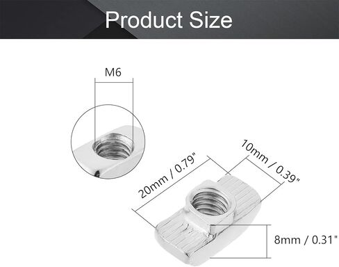 MroMax Sliding T Slot Nuts M6 Half Round Roll in T-Nut for 4040 Series Aluminum Extrusion Profile Carbon Steel Nickel-Plated Silver Tone 30Pcs in Saudi Arabia