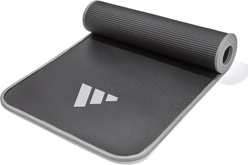 adidas 10mm Extra Thick Training Mat with Carrying Strap and Non-Slip Textured Base - Cushioned Workout Mat for Home Gym, Floor Workouts, and Intense Exercises - Portable and Durable - Grey in Saudi Arabia
