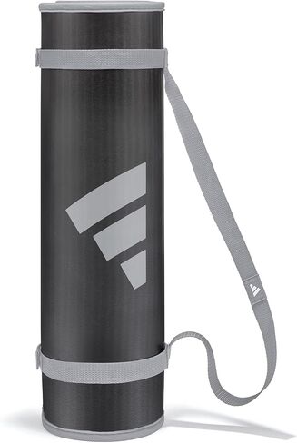 adidas 10mm Extra Thick Training Mat with Carrying Strap and Non-Slip Textured Base - Cushioned Workout Mat for Home Gym, Floor Workouts, and Intense Exercises - Portable and Durable - Grey in Saudi Arabia