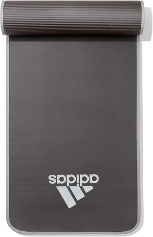 adidas 10mm Extra Thick Training Mat with Carrying Strap and Non-Slip Textured Base - Cushioned Workout Mat for Home Gym, Floor Workouts, and Intense Exercises - Portable and Durable - Grey in Saudi Arabia