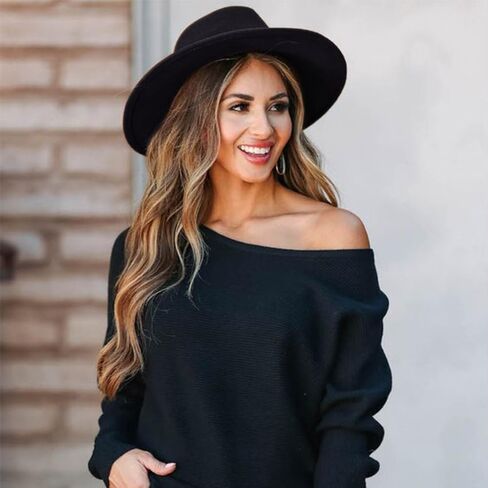 DRESHOW Women Classic Felt Fedora Wide Brim Floppy with Belt Buckle Panama Hat with Cute & Fashion Love Heart Shaped Sunglasses Oversized Eyeglasses Cat Eye Mod Style for Women in Saudi Arabia