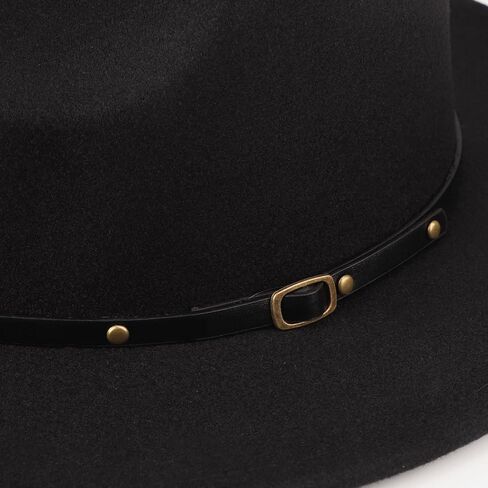 DRESHOW Women Classic Felt Fedora Wide Brim Floppy with Belt Buckle Panama Hat with Cute & Fashion Love Heart Shaped Sunglasses Oversized Eyeglasses Cat Eye Mod Style for Women in Saudi Arabia