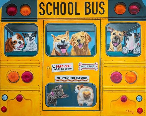 أحجية الصور المقطوعة 500 قطعة من Springbok Happy Bus للبالغين والأطفال - سيستمتع محبو الكلاب بهذا الرسم التوضيحي للفنان كارول لوز عن الكثير من الكلاب السعيدة في حافلة المدرسة. in Saudi Arabia
