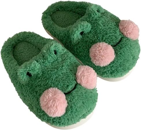 Bridge Cutters Women's & Men's Frog Slippers - Fluffy Cartoon Animal Slippers with Thick Bottoms for Indoor Use in Saudi Arabia