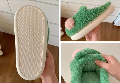 Bridge Cutters Women's & Men's Frog Slippers - Fluffy Cartoon Animal Slippers with Thick Bottoms for Indoor Use in Saudi Arabia