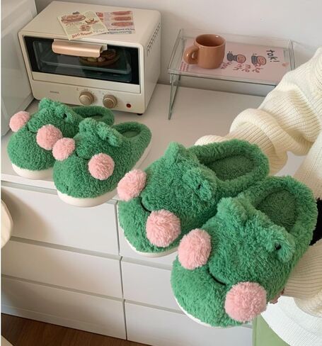 Bridge Cutters Women's & Men's Frog Slippers - Fluffy Cartoon Animal Slippers with Thick Bottoms for Indoor Use in Saudi Arabia