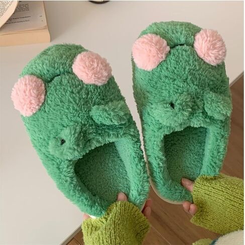 Bridge Cutters Women's & Men's Frog Slippers - Fluffy Cartoon Animal Slippers with Thick Bottoms for Indoor Use in Saudi Arabia