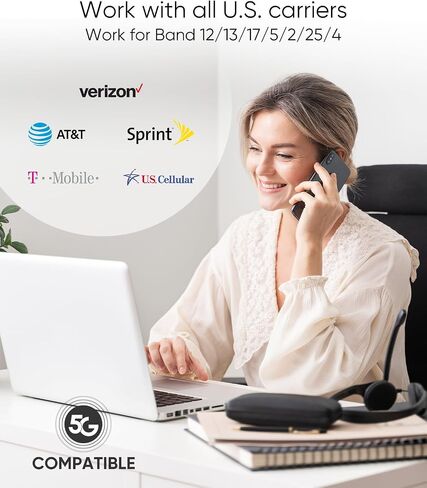 5-Band Cell Phone Booster for Home 3G 4G LTE 5G-band12/17/13/5/2/25/4/66 Compatible with All U.S Carriers - High Gain Antenna Cell Signal Booster Supports Up to 1,500 sq ft in Saudi Arabia