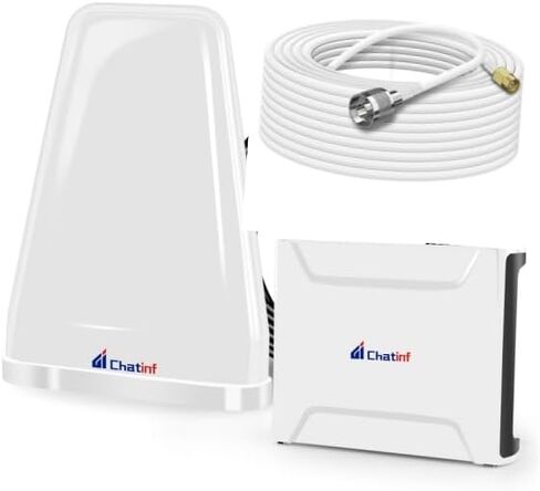 معزز إشارة الهاتف الخليوي مع هوائي مدمج يصل إلى 6000 قدم مربع، مع كابلات هوائي منخفضة الفقد بطول 50 قدمًا لجميع شركات النقل الأمريكية | تمت الموافقة عليه من قبل لجنة الاتصالات الفيدرالية (FCC). in Kuwait