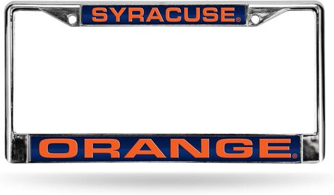 Rico Industries NCAA Laser Cut Inlaid Standard Chrome License Plate Frame, Syracuse Orange - Blue Insert , 6 x 12.25-inches in Saudi Arabia