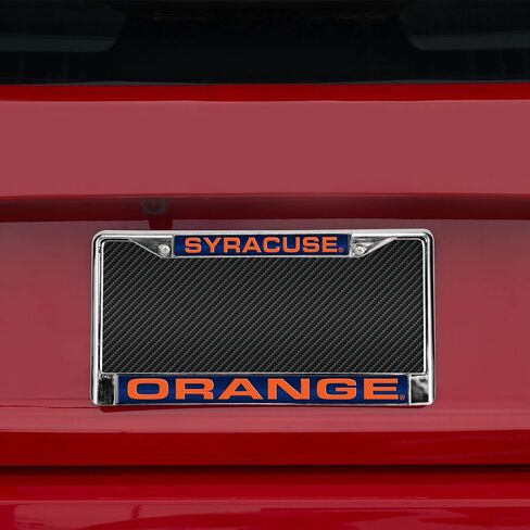 Rico Industries NCAA Laser Cut Inlaid Standard Chrome License Plate Frame, Syracuse Orange - Blue Insert , 6 x 12.25-inches in Saudi Arabia