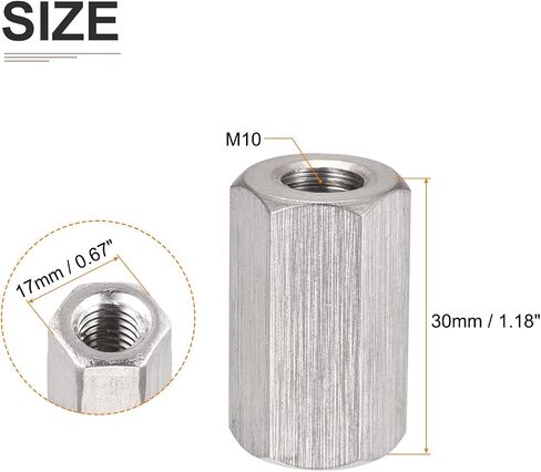 M10x30mm(DXL) - Hex Standoff Spacer Nuts -2Pack- Good for Electronic Machine - 304 Stainless Steel Coupling Screws in Saudi Arabia