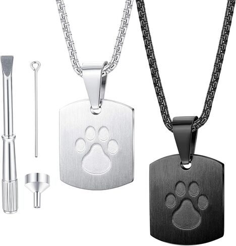 Jstyle 2 قطعة قلادة جرة للرماد للحيوانات الأليفة طباعة مخالب الحيوانات الأليفة قلادة قلادة رماد تذكارية مجوهرات حرق رماد الكلب مع مجموعة التعبئة in Kuwait